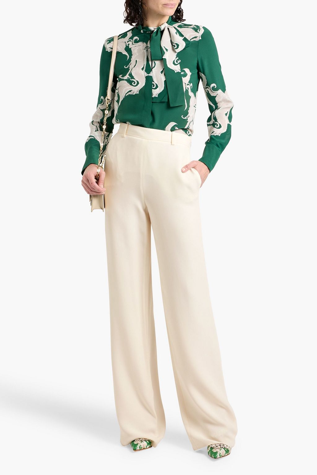VALENTINO GARAVANI Silk-crepe straight-leg pants
