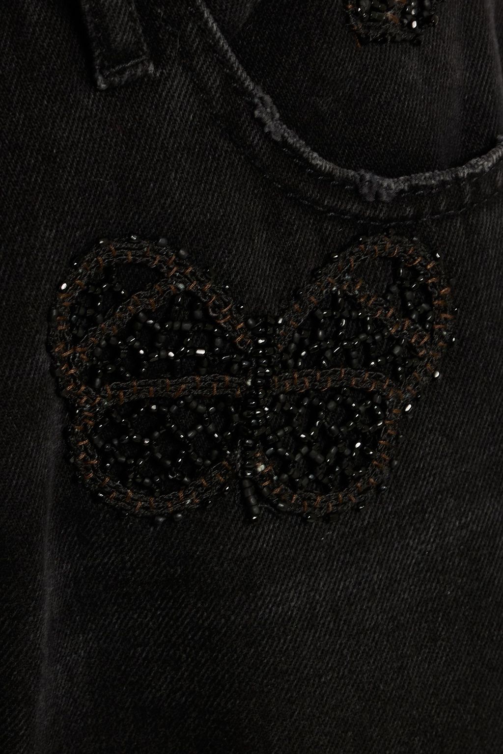 VALENTINO GARAVANI Cropped embellished high-rise tapered jeans