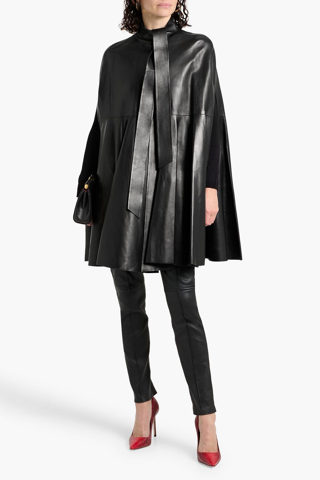 VALENTINO GARAVANI Pleated leather cape