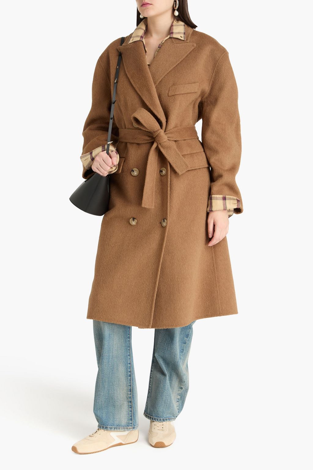 ACNE STUDIOS معطف من الجوخ من مزيج الألبكة والصوف ومزود بصفين من الأزرار