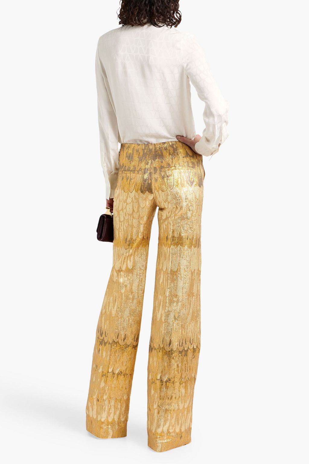 VALENTINO GARAVANI Pussy-bow silk-jacquard blouse