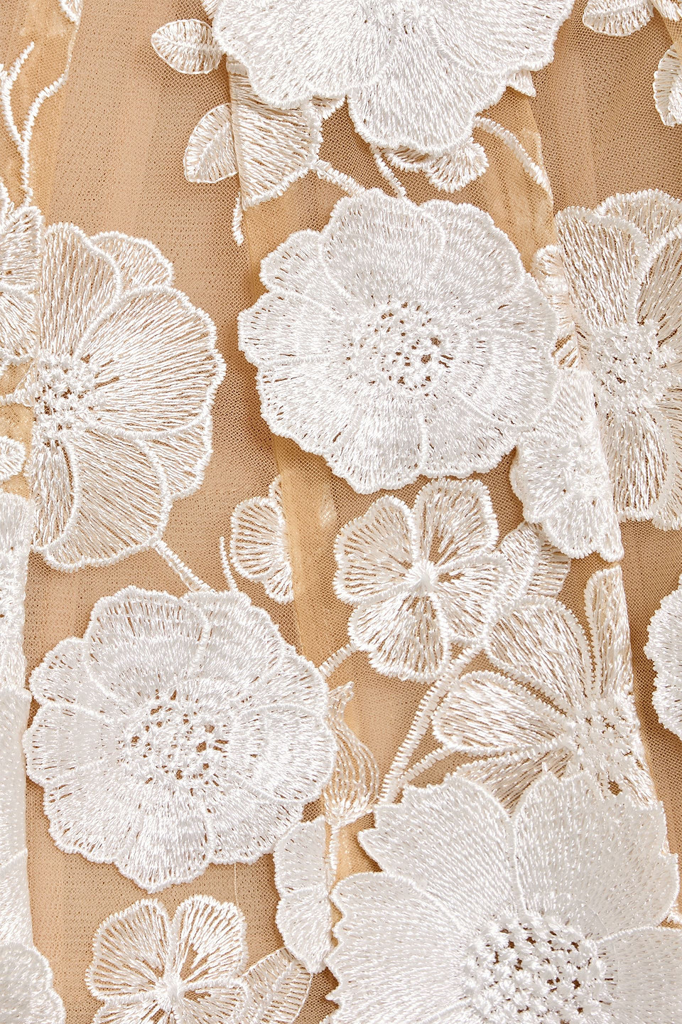 Bronx And Banco Jasmine Floral-appliquã©d Tulle Mini Dress In Brown