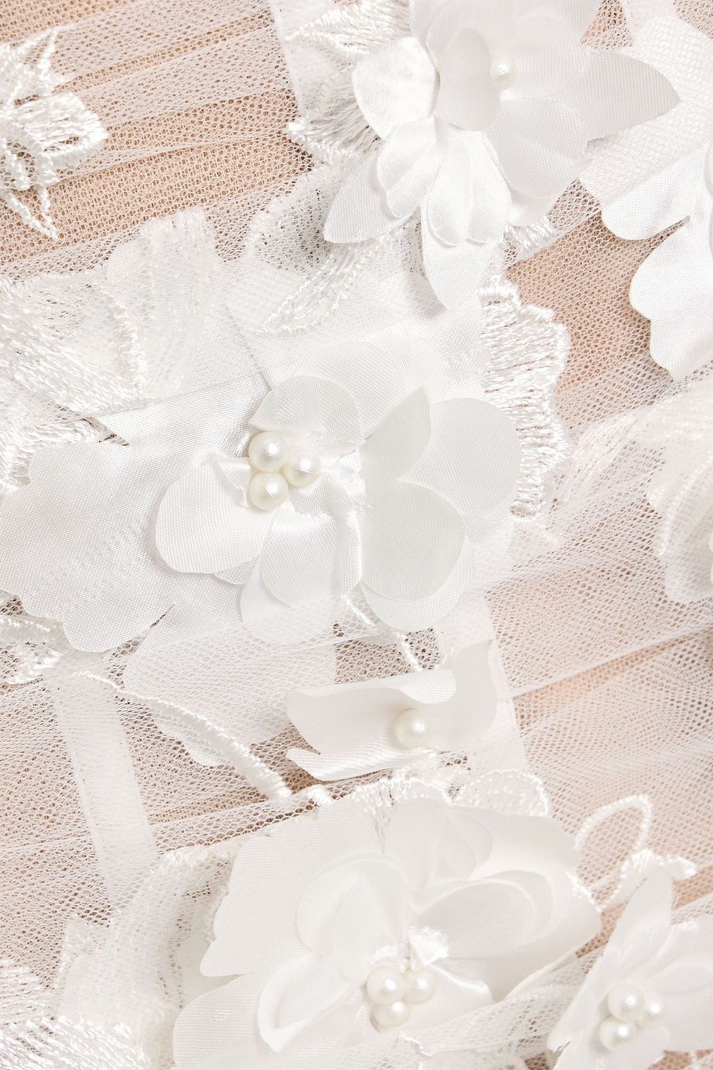 BRONX & BANCO Anastasia strapless floral-appliquéd tulle mini dress