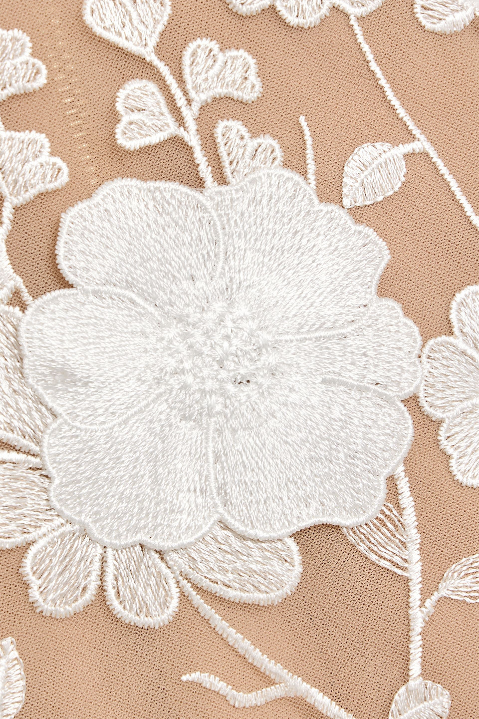 Bronx And Banco Jasmine Strapless Floral-appliquã©d Tulle Midi Dress In Brown