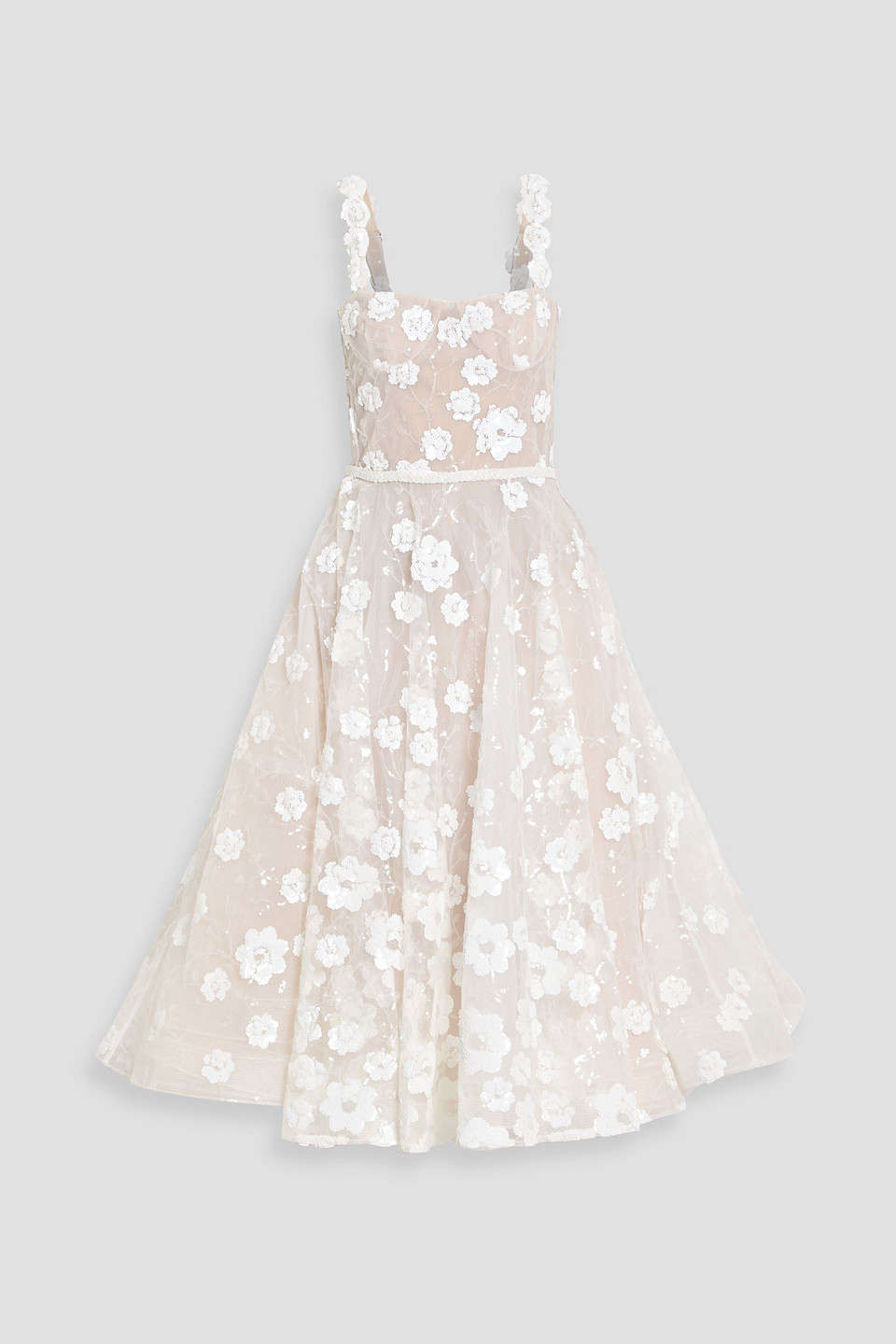 bronx and banco - mademoiselle embellished tulle midi dress - white - uk/au 6