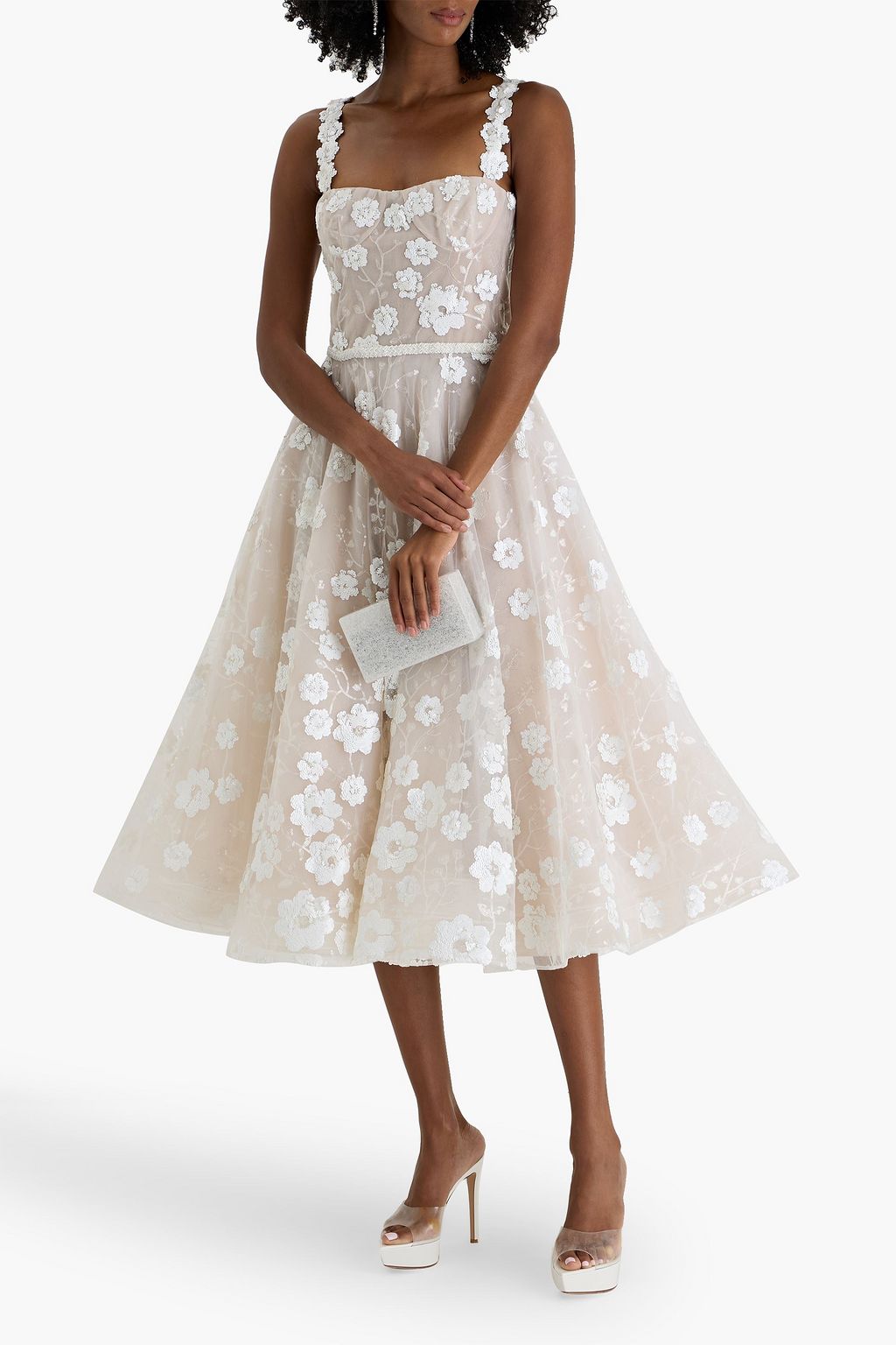 BRONX & BANCO Mademoiselle embellished tulle midi dress