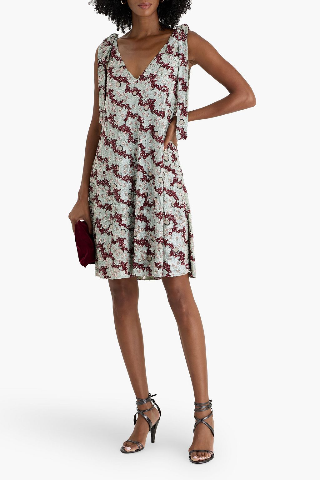 VALENTINO GARAVANI Embellished silk-chiffon mini dress