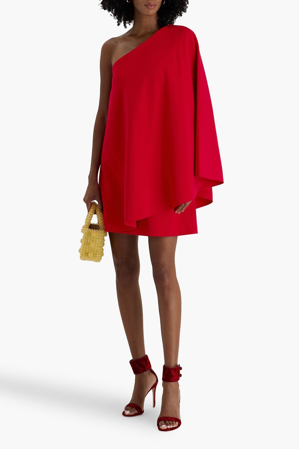 VALENTINO GARAVANI One-shoulder layered wool-blend mini dress