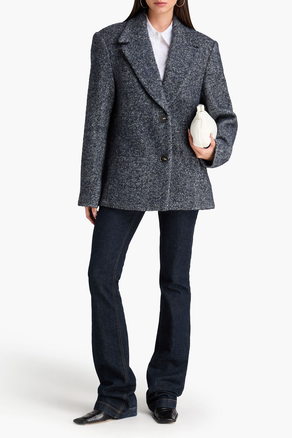  Christopher Esber - Blazer „luminare“ Aus Tweed Mit Fischgratmuster - Blau - Uk 12 