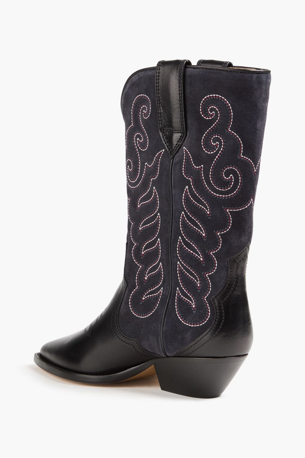 ISABEL MARANT Embroidered leather and suede cowboy boots