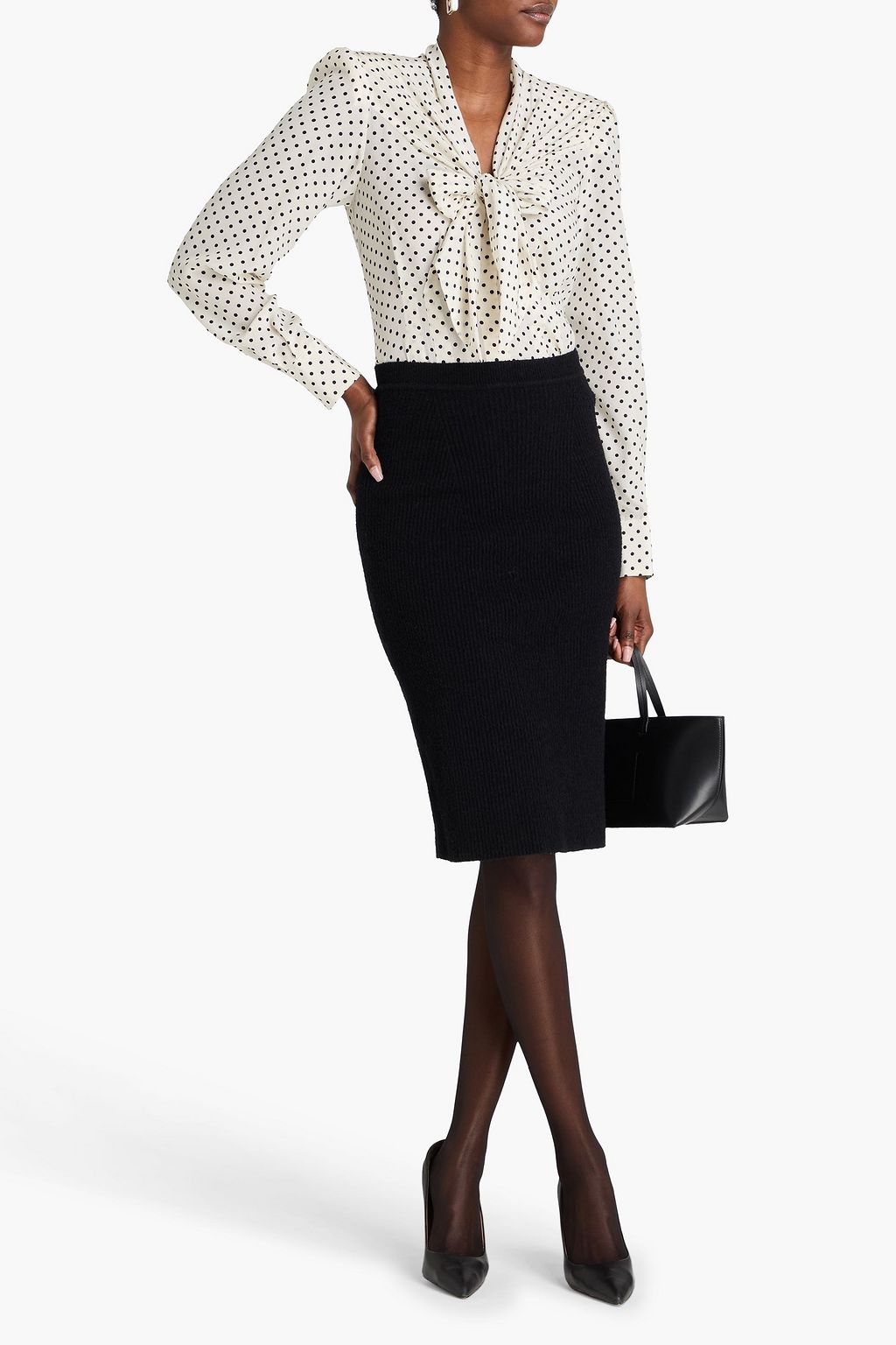 WARDROBE.NYC Brushed ribbed cotton-blend skirt