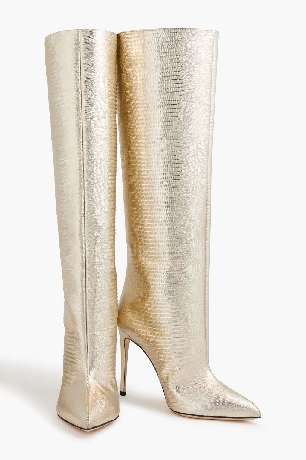 PARIS TEXAS Kniehohe Stiefel aus Leder mit Eidechseneffekt und Metallic-Effekt