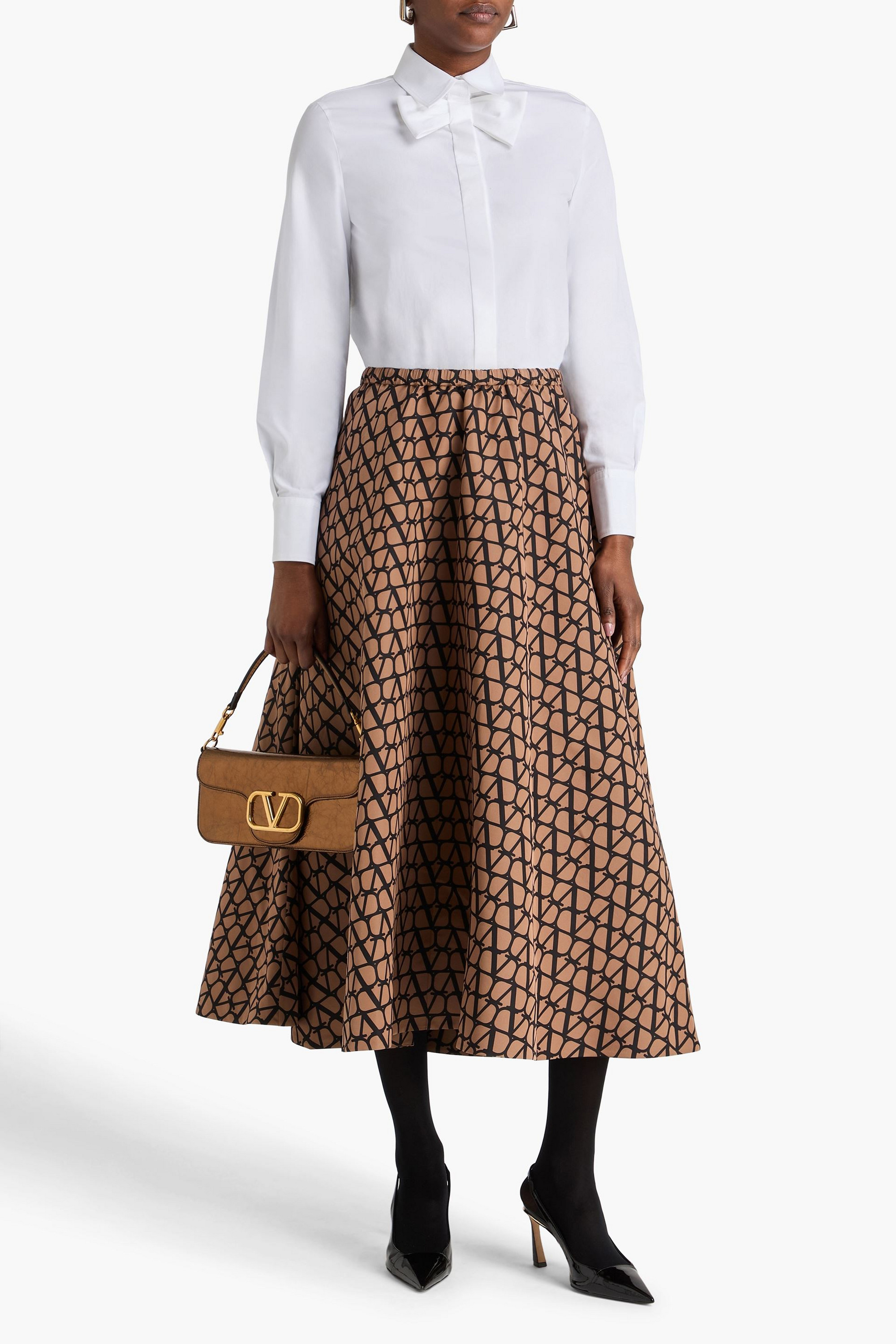 Valentino Garavani Bow-detailed cotton-poplin shirt