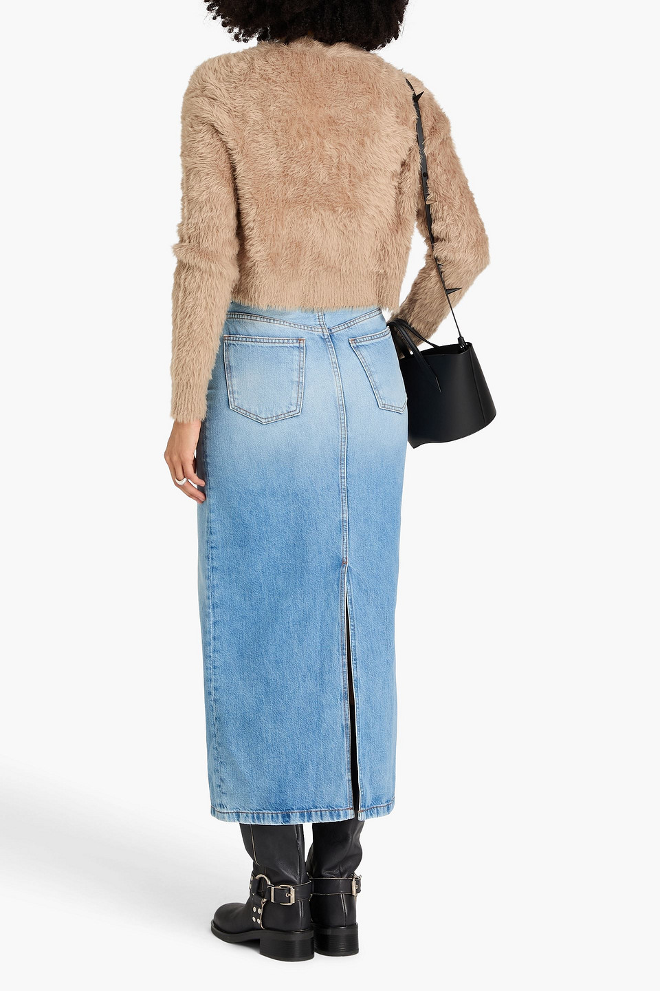  Acne Studios - Maxirock Aus Denim In Distressed-optik - Blau - De 32 