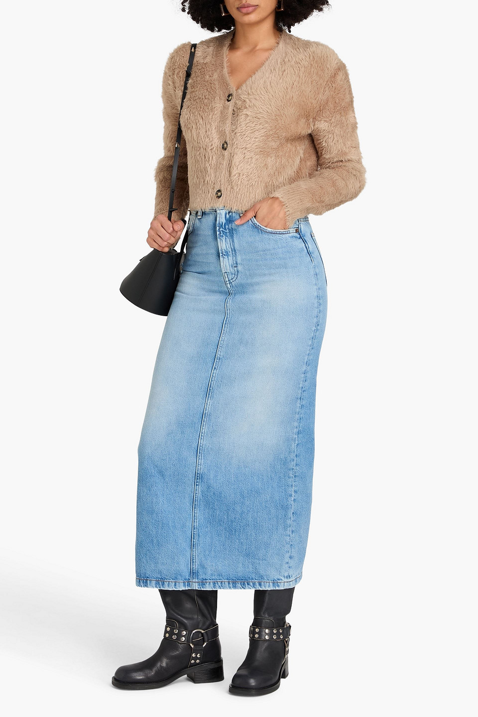  Acne Studios - Maxirock Aus Denim In Distressed-optik - Blau - De 32 