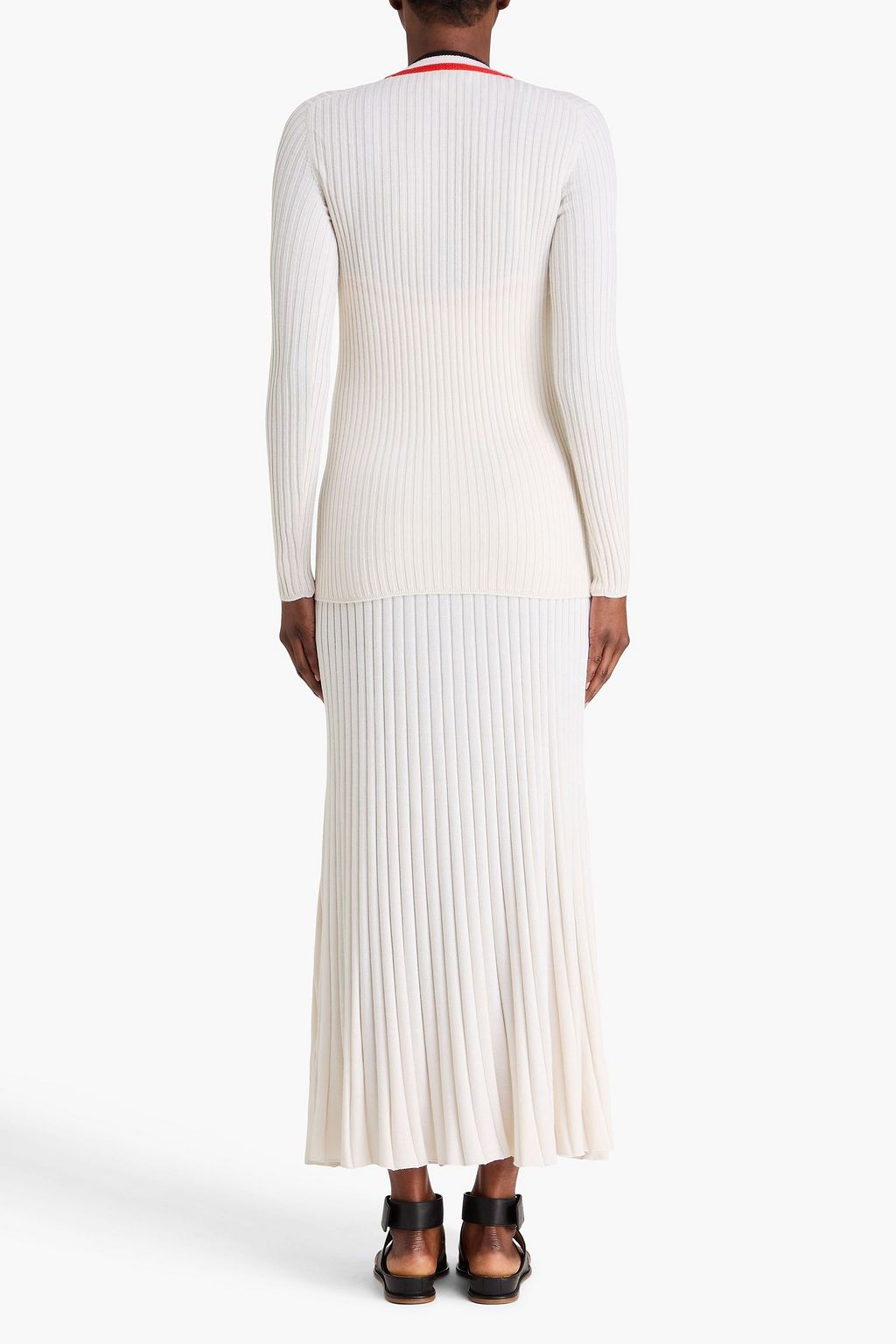 GABRIELA HEARST كارديغان "ميرين" من مزيج الحرير والكشمير بتصميم مخطط