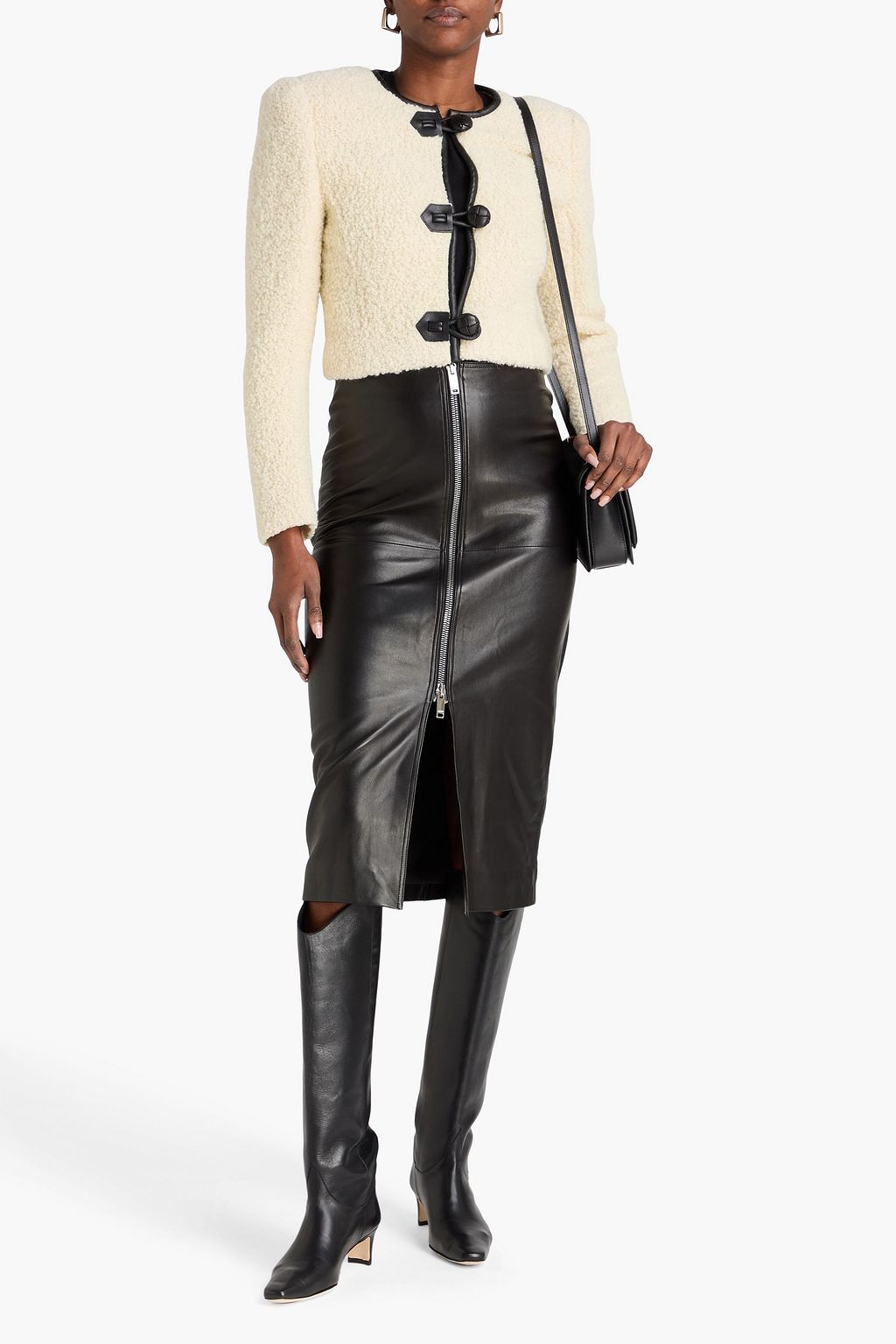 ISABEL MARANT Gradilia leather-trimmed wool-blend bouclé jacket