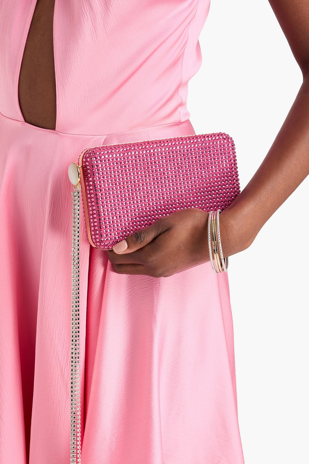 MAGDA BUTRYM Fringed crystal-embellished suede box clutch