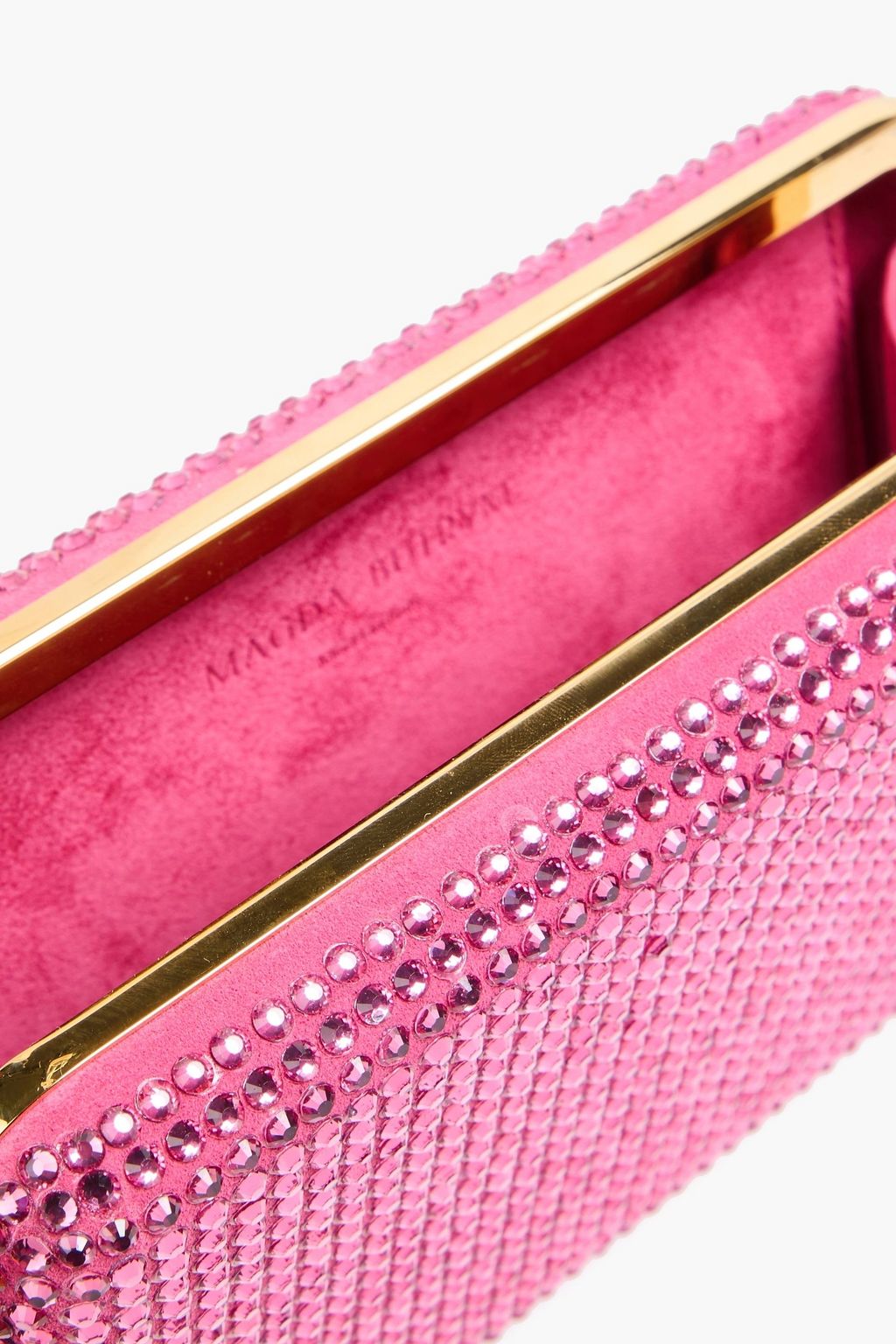 MAGDA BUTRYM Fringed crystal-embellished suede box clutch