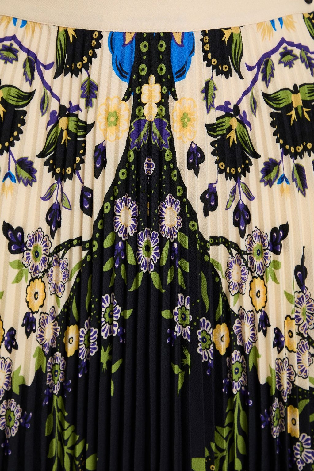 ETRO Pleated floral-print crepe midi skirt