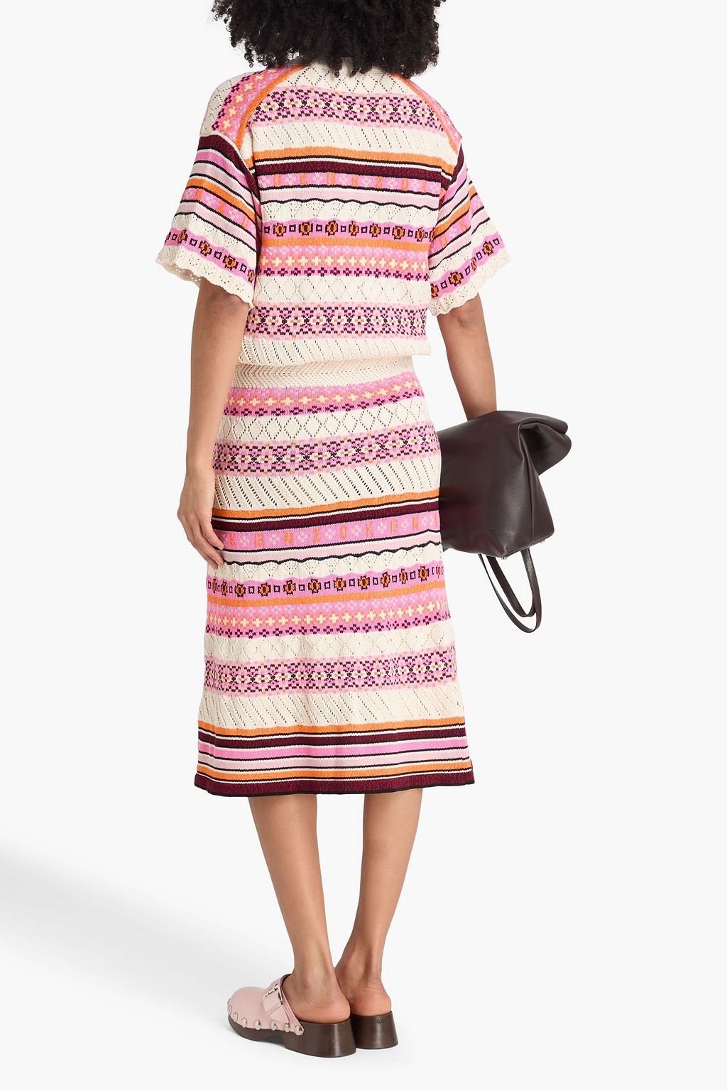 KENZO Fair Isle cotton-blend midi skirt
