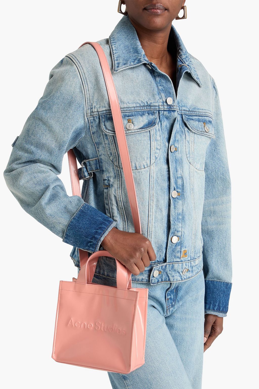 Acne Studios エンボスロゴ トートバッグ Acne Studios - Logo Shoulder Tote Bag - Blue/black