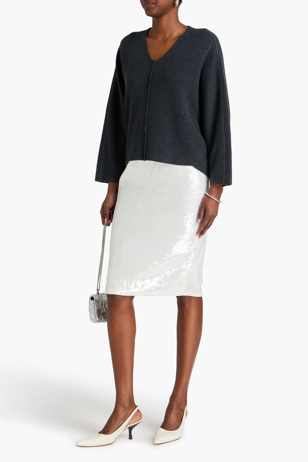 BRUNELLO CUCINELLI 리브 울 캐시미어 실크 혼방 스웨터