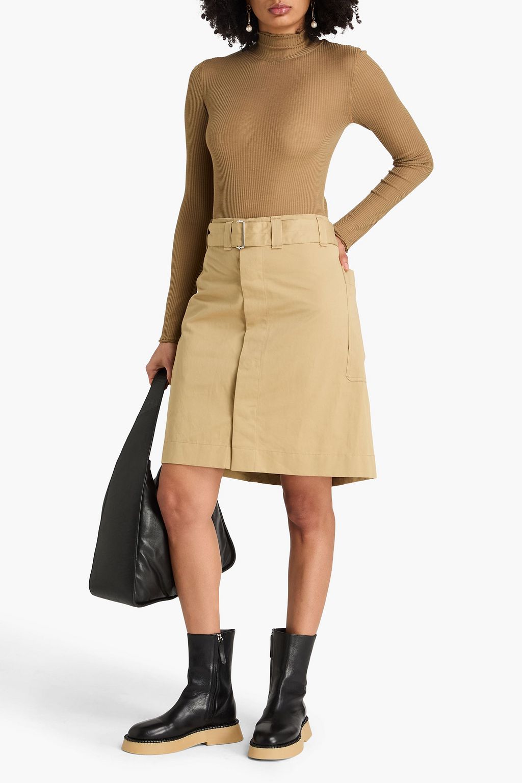 LEMAIRE Ribbed silk-jersey turtleneck top