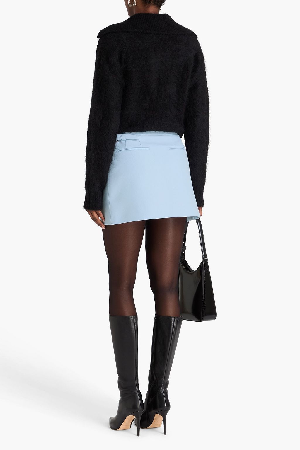 WARDROBE.NYC Grain de poudre wool mini wrap skirt