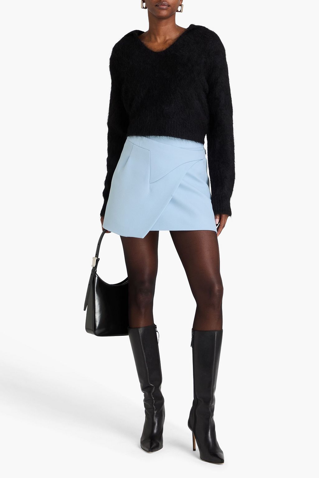 WARDROBE.NYC Grain de poudre wool mini wrap skirt