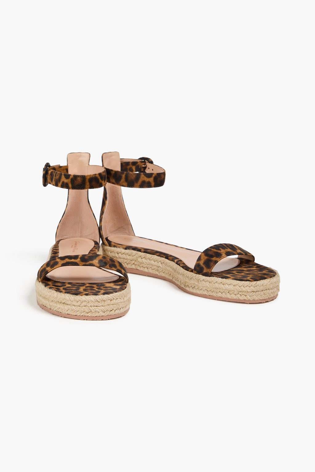 GIANVITO ROSSI صندل من الجلد السويدي بنقوش جلد النمر