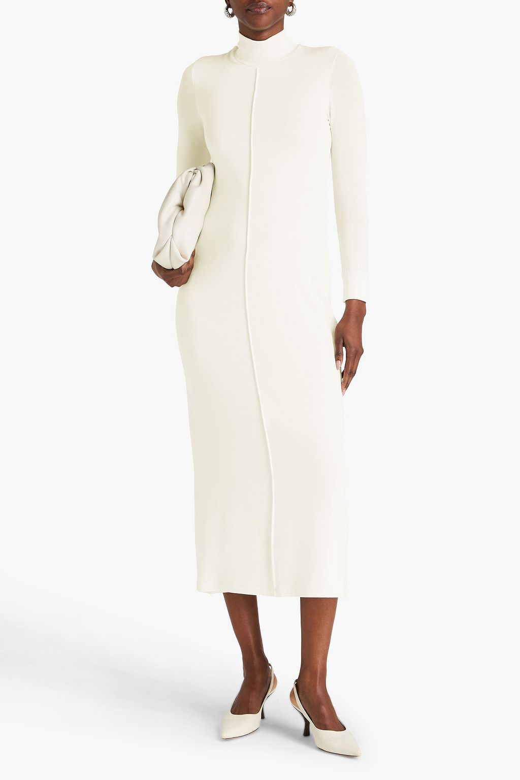 KHAITE Devon Midikleid aus Stretch-Jersey mit Stehkragen