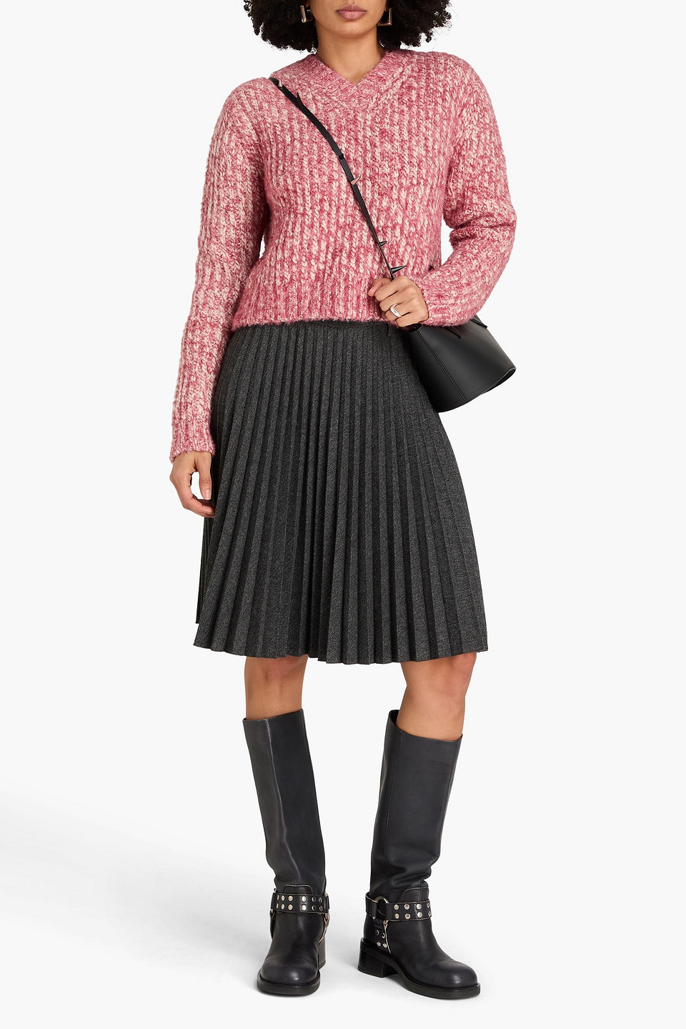  Acne Studios - Melierter Pullover Aus Einer Wollmischung - Pink - Xxs 
