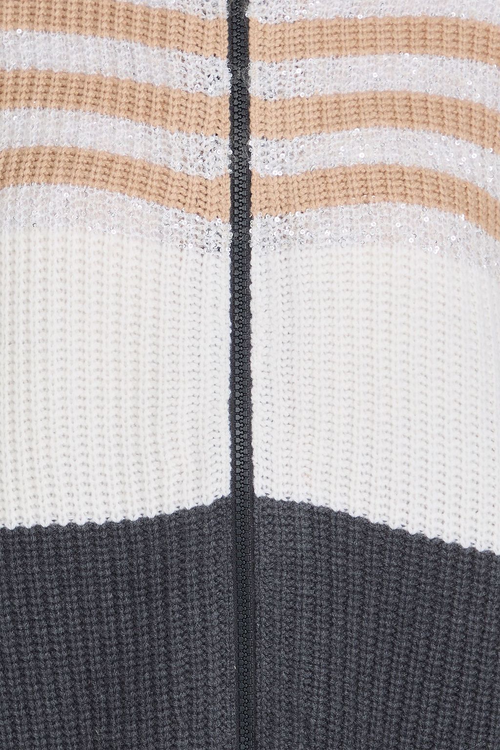 BRUNELLO CUCINELLI Striped embellished wool, cashmere and silk-blend cardigan