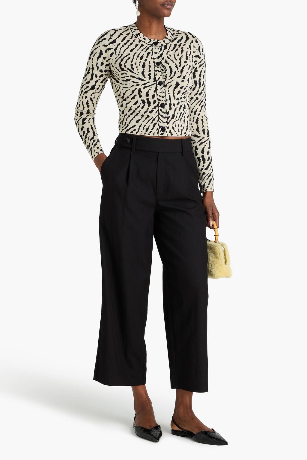 Proenza Schouler CARDIGAN　BLACK/LIME Proenza Schouler Sofia Cardigan In Eco Cashmere - Black | Proenza