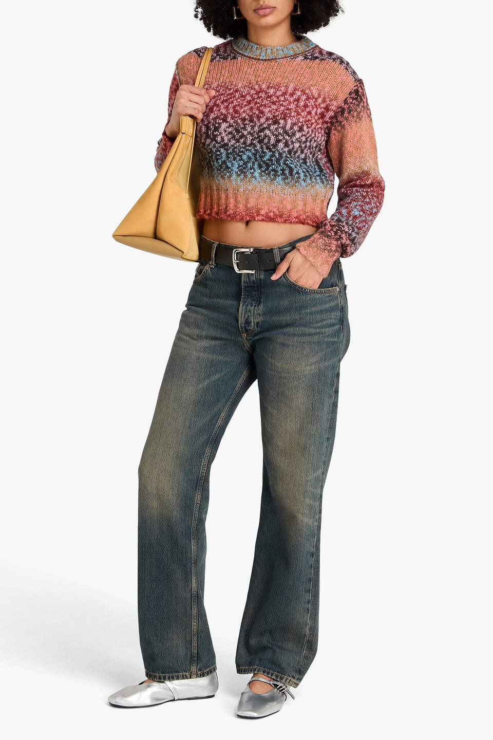  Acne Studios - Cropped Pullover Aus Gebürstetem Strick - Bunt - Xxs 