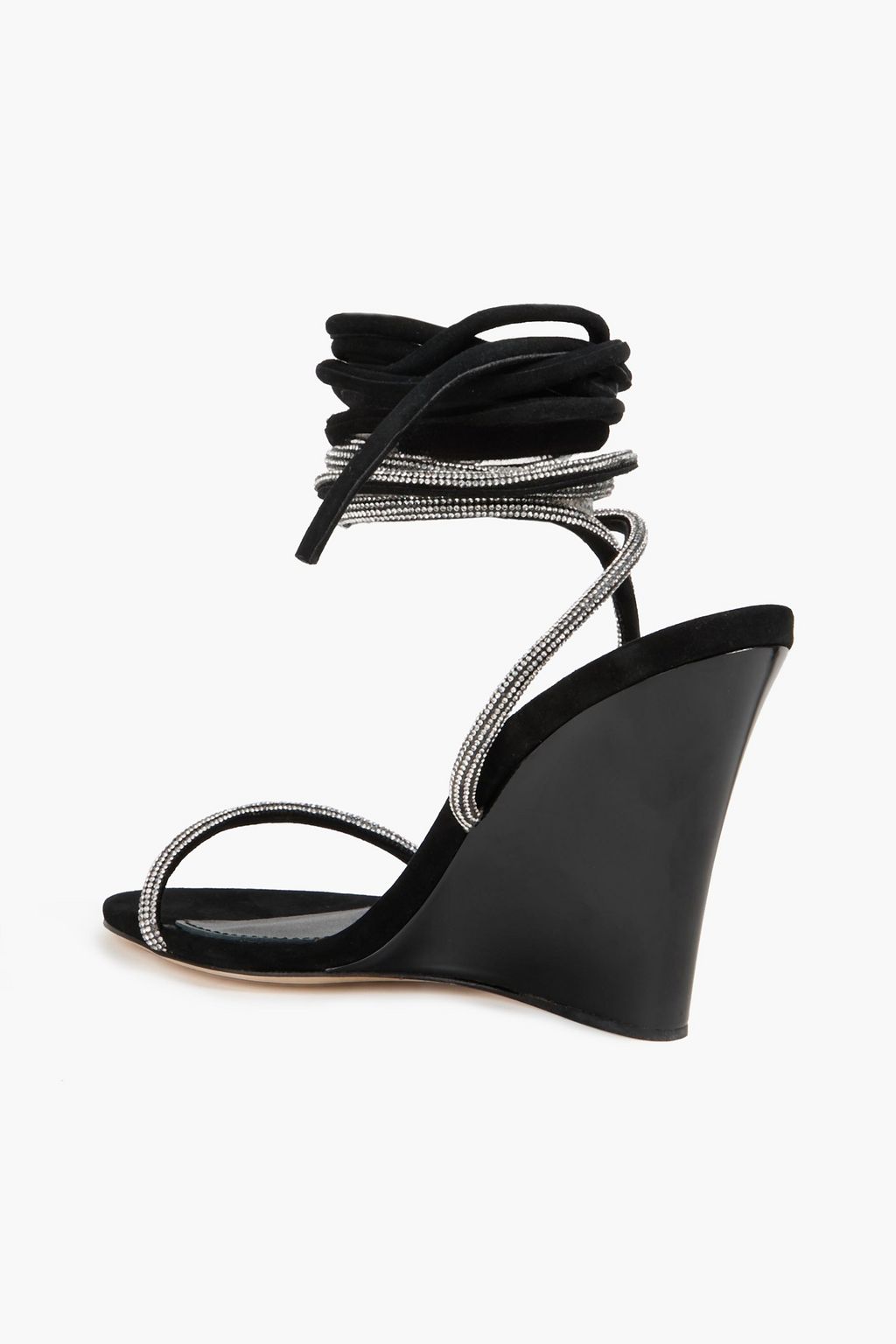 PARIS TEXAS Crystal-embellished suede wedge sandals