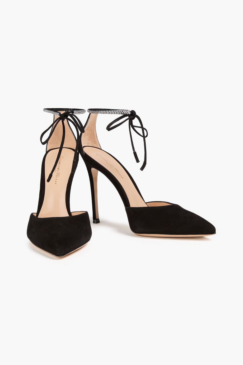 GIANVITO ROSSI Montecarlo crystal-embellished suede pumps
