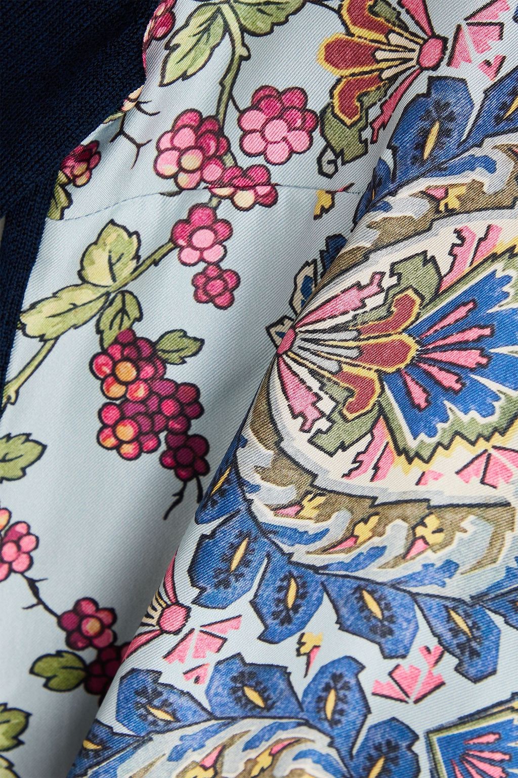 ETRO Printed twill-paneled cotton-blend cardigan