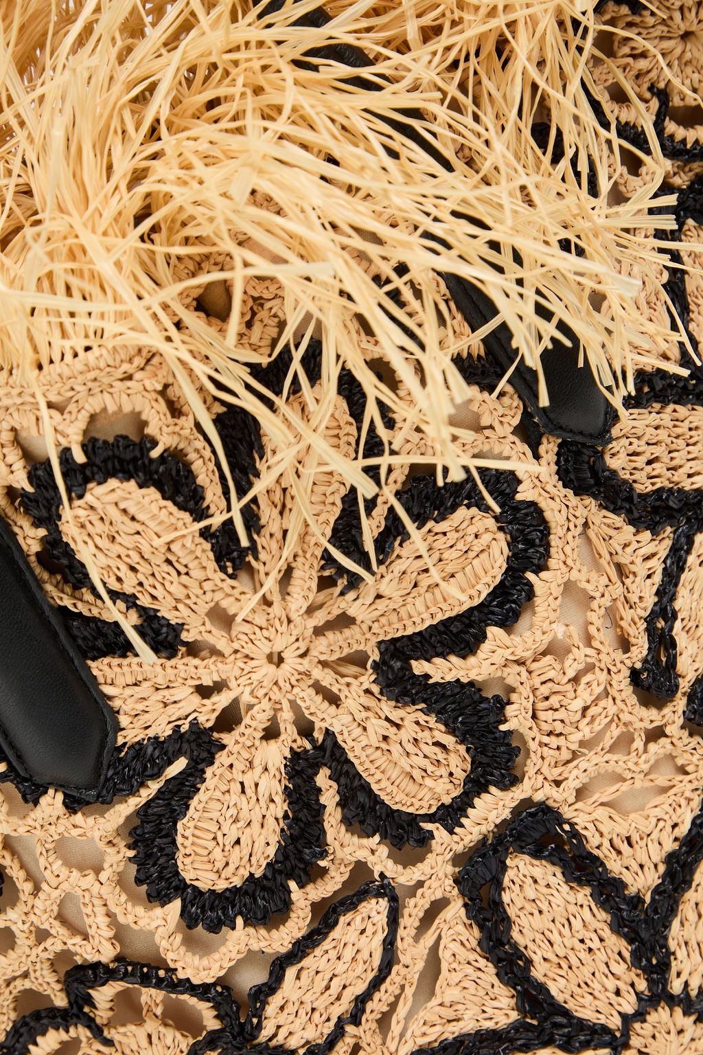 OSCAR DE LA RENTA حقيبة توت من القش مع حواف منسّلة