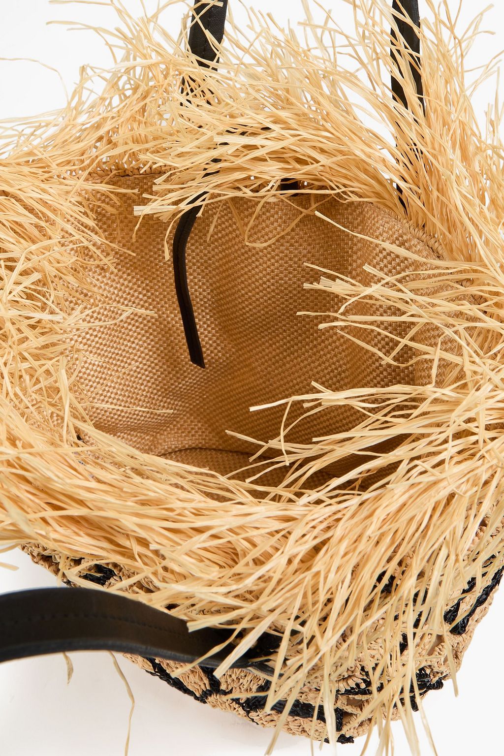 OSCAR DE LA RENTA حقيبة توت من القش مع حواف منسّلة