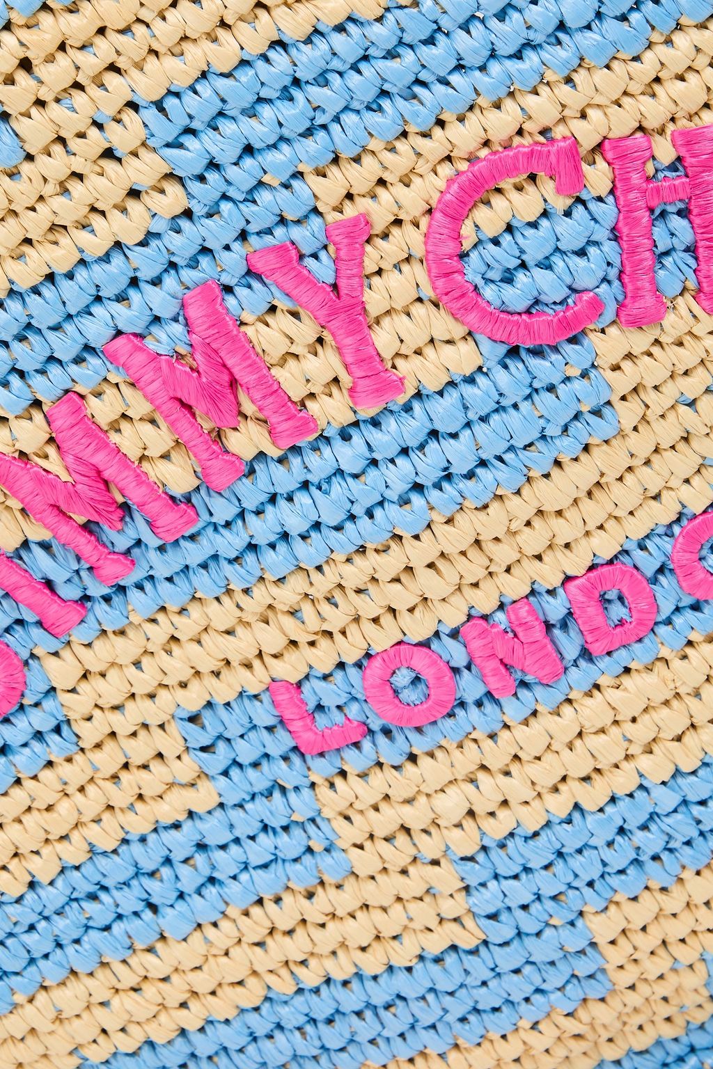 JIMMY CHOO حقيبة توت من نسيج الرافيا الصناعي