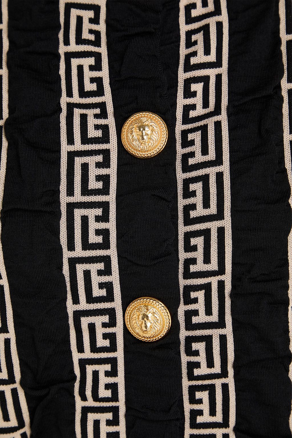 BALMAIN كارديغان من مزيج الصوف بحبكة الجاكار