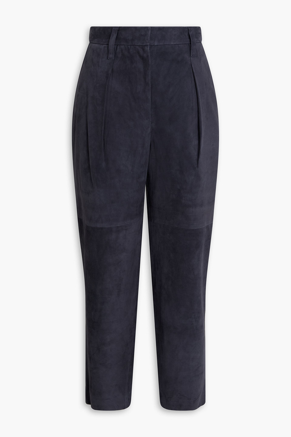 Brunello Cucinelli Suede Tapered Pants In Blue