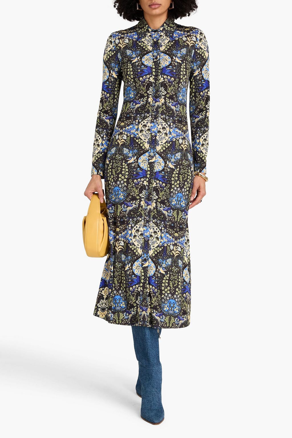 ETRO Printed jersey midi shirt dress