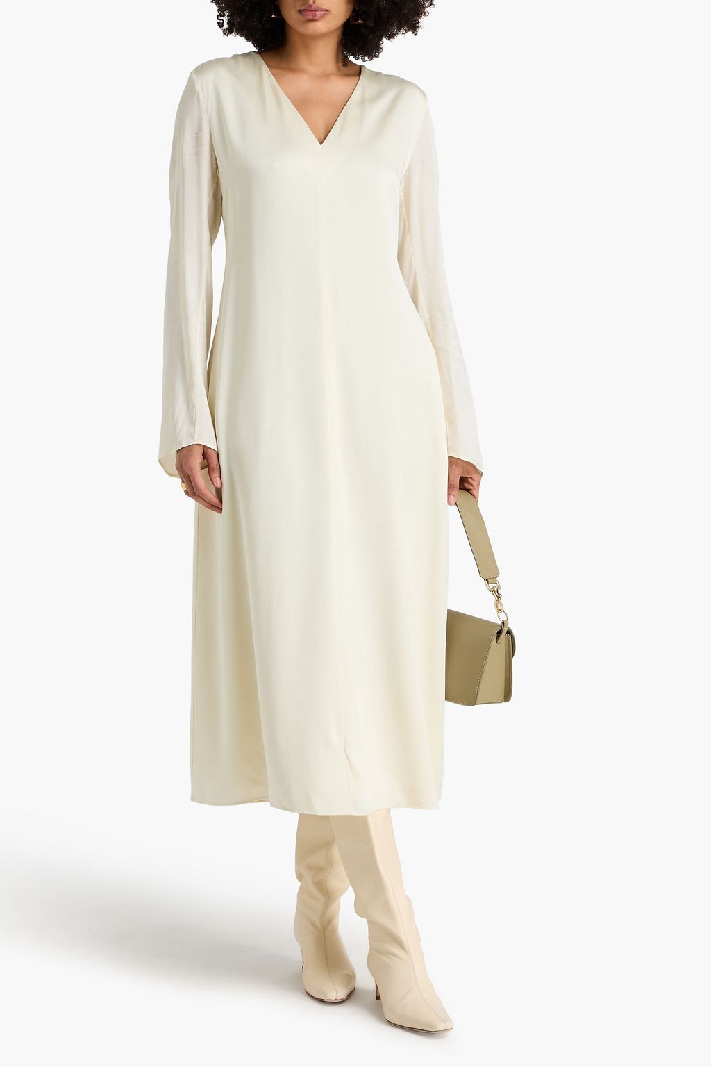 JIL SANDER Satin-crepe midi dress