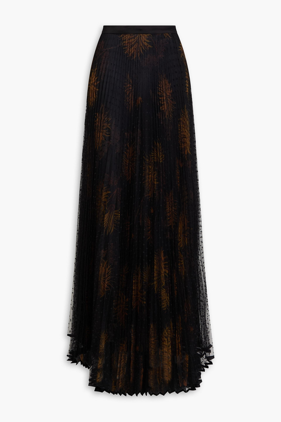 Etro Layered Printed Point D'esprit Maxi Skirt In Black