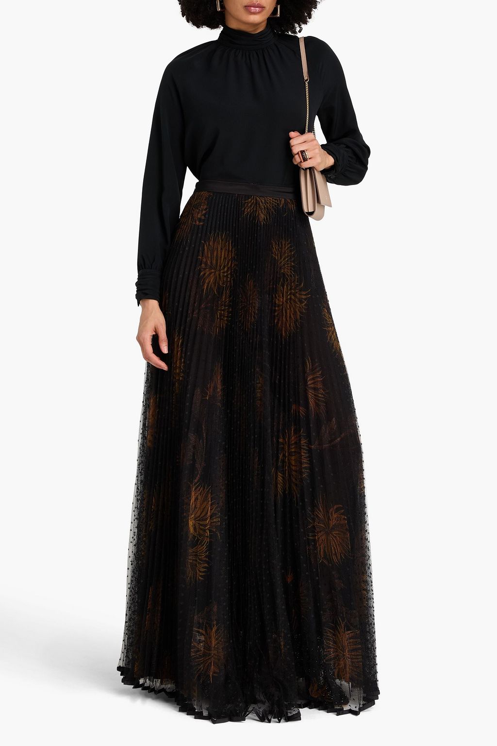 ETRO Layered printed point d'esprit maxi skirt