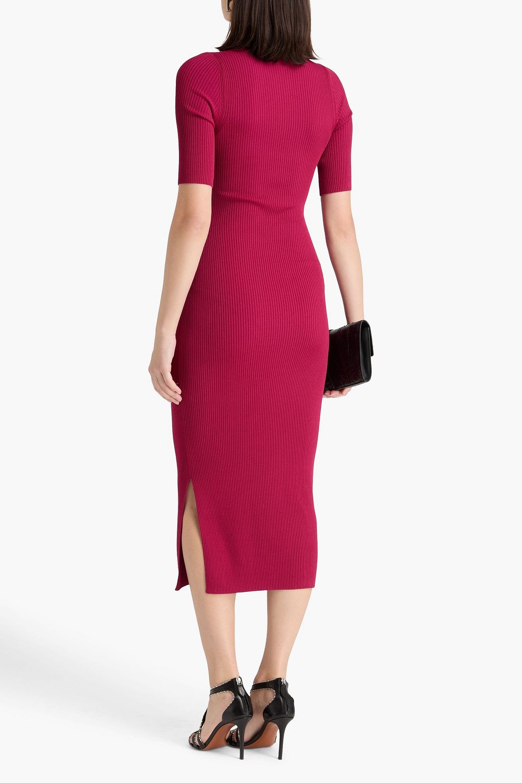 ALTUZARRA 트위스트 디테일 리브 니트 미디 드레스