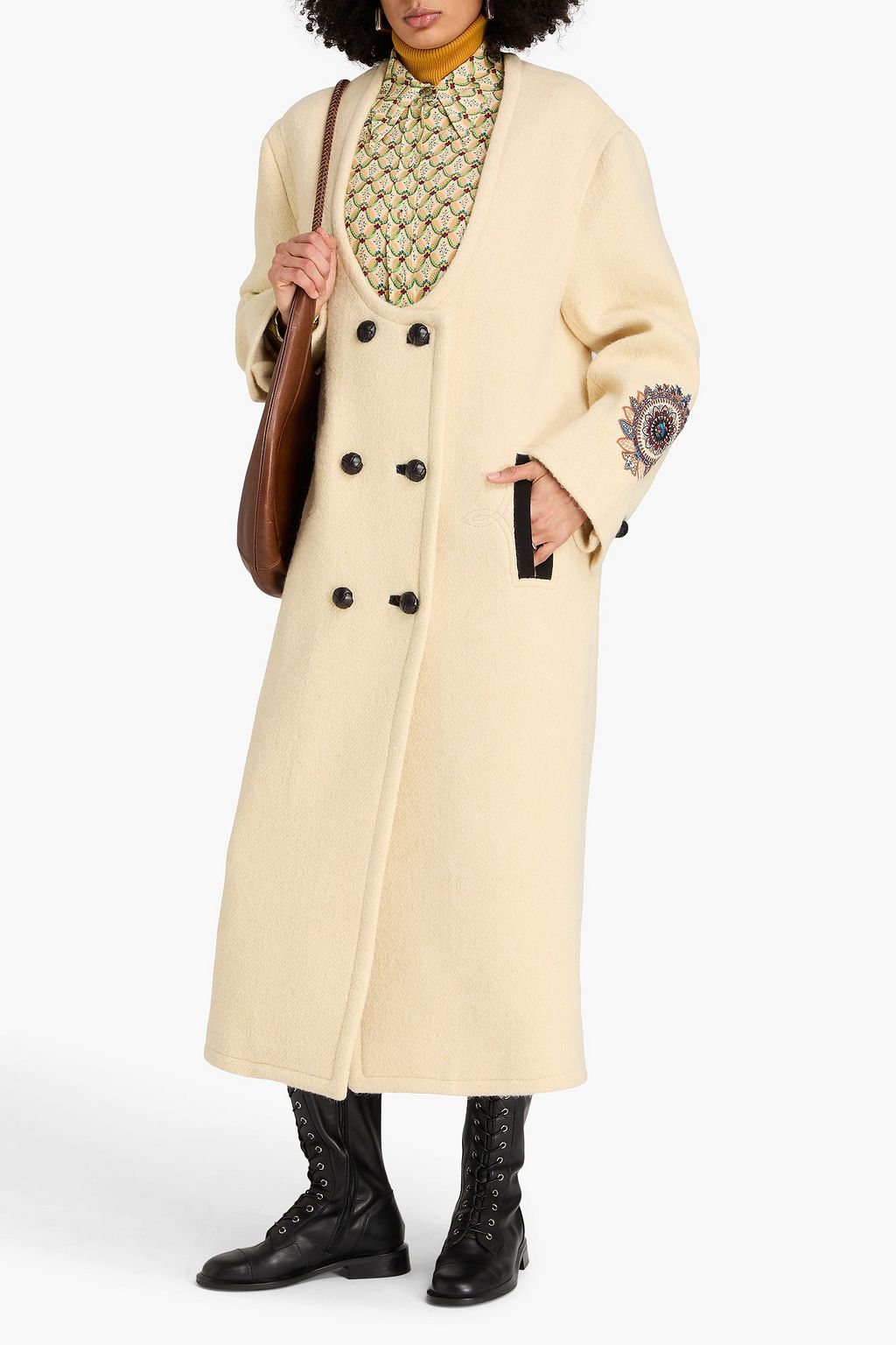 ETRO ウール混ツイル ダブルブレストコート